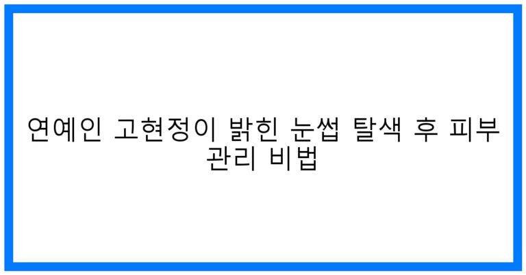 연예인 고현정이 밝힌 눈썹 탈색 후 꿀피부 관리법